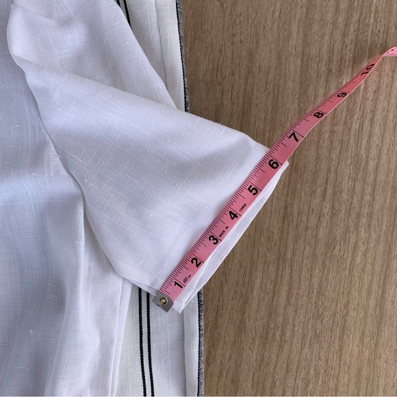 Vintage Dress 1970s striped With red and white Bow patterned sash Linen Feel - Picture 12 of 16